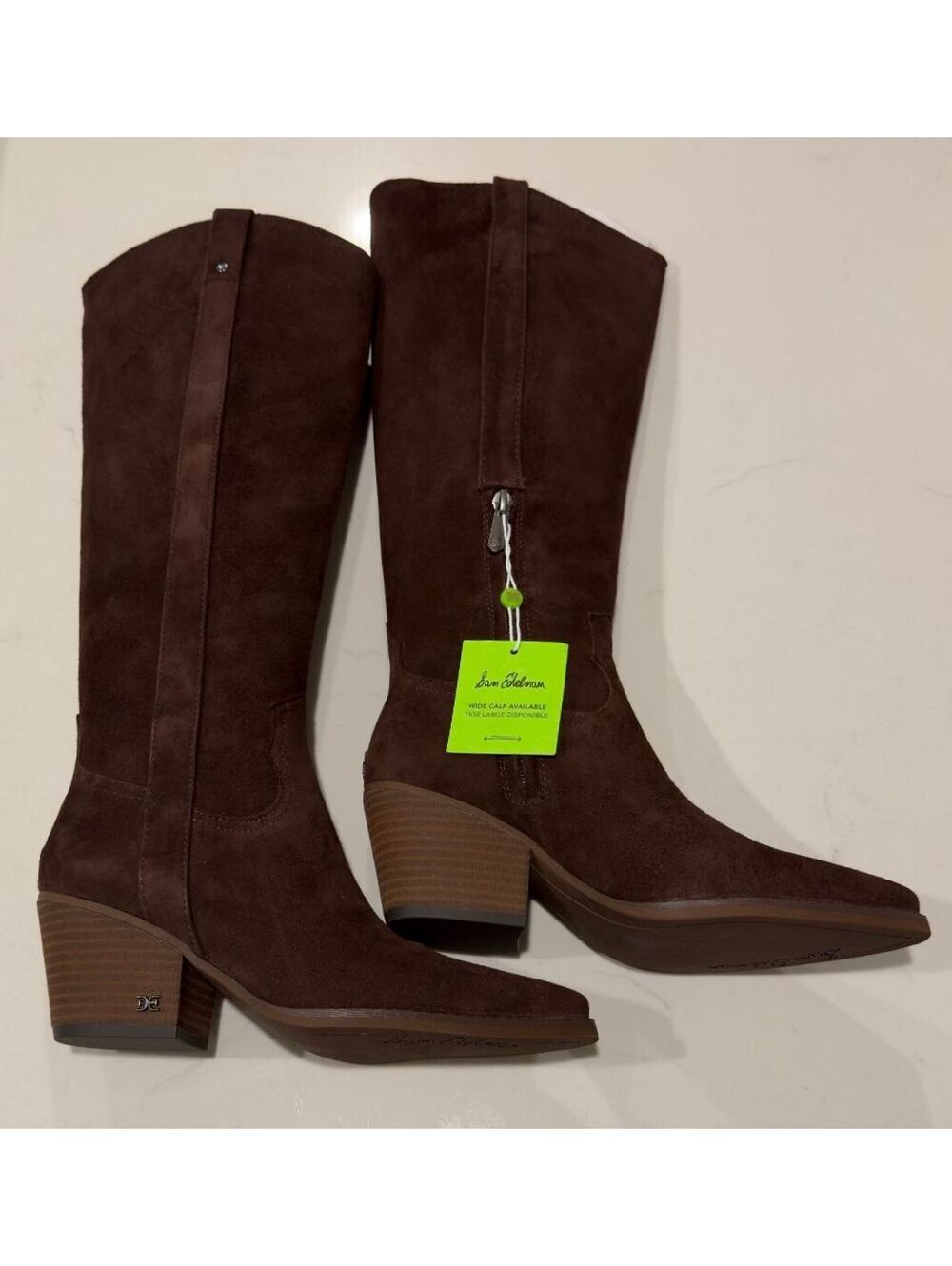 Sam Edelman Café Noir Suede Wyatt Western Tall Boots Women Size 6